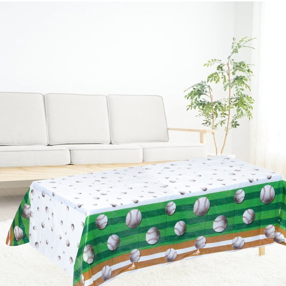 Plastic Baseball-Themed Tablecloth for Party Supplies, Perfect for Birthday, Sports Events, and Outdoor Celebrations