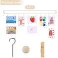 thumbnail image 2 of Triani 1Pcs Kids Art Display Wall Decor Wooden Beads Garland Holder with 58 Clips 3 Hooks and 6 Plastic Anchocs for Hanging Photos Notes and Artworks, 2 of 7