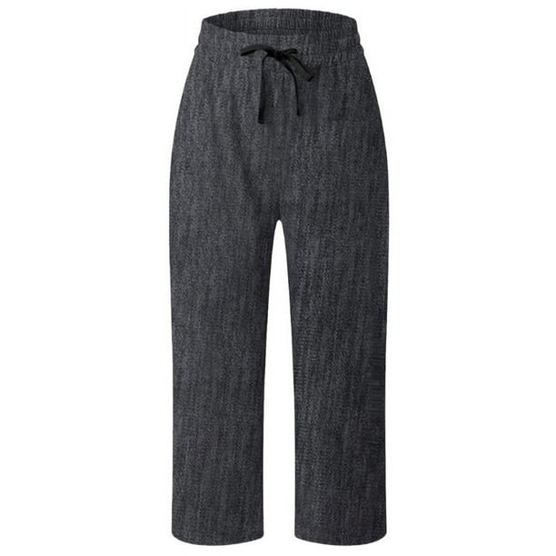 Pantalones deportivos casuales de pierna ancha con cordón elástico y cintura de color sólido de verano para mujer de Europa y América
