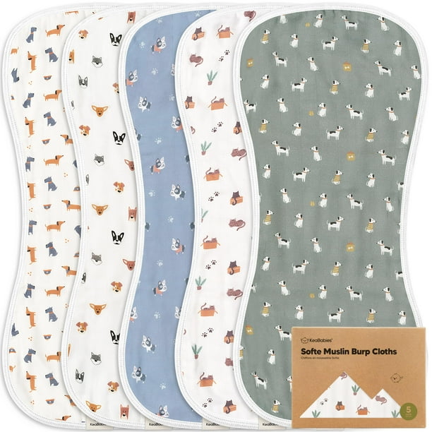 Paquete de 5 paños de muselina KeaBabies SOFT para eructos, 53 x 25 cm