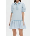 thumbnail image 4 of Vestido EZAPINE a rayas para mujer con cuello y manga corta azul, 4 of 7