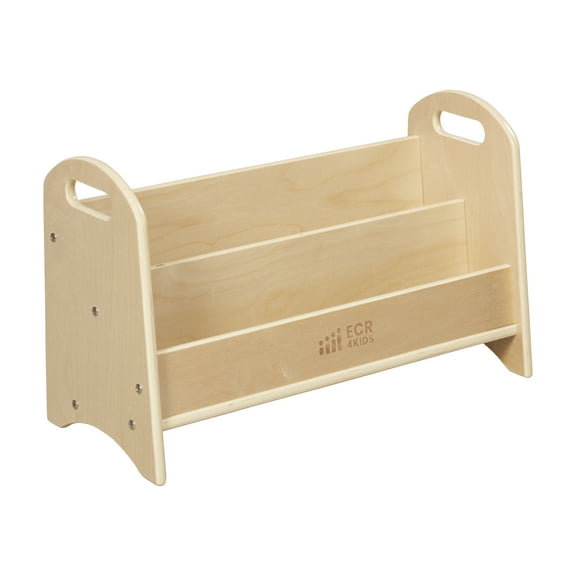 ECR4Kids 2-Shelf Tabletop Book Display with Handles, Beginner Bookshelf, Natural