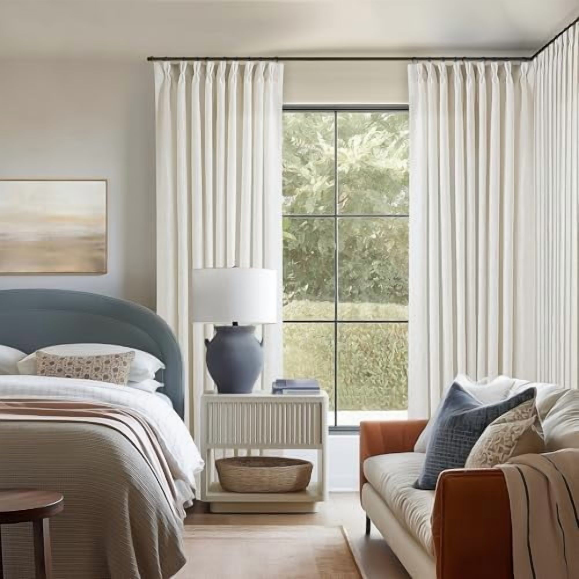 Extra Wide 60 Inch Width Pinch Pleated Curtains 90 Inch Length for Living Room Thick Linen Boho Curtain Memory Shape Light Filtering Privacy for Bedroom Large Windows Hooks Rings Cream 1 Panel 60x90
