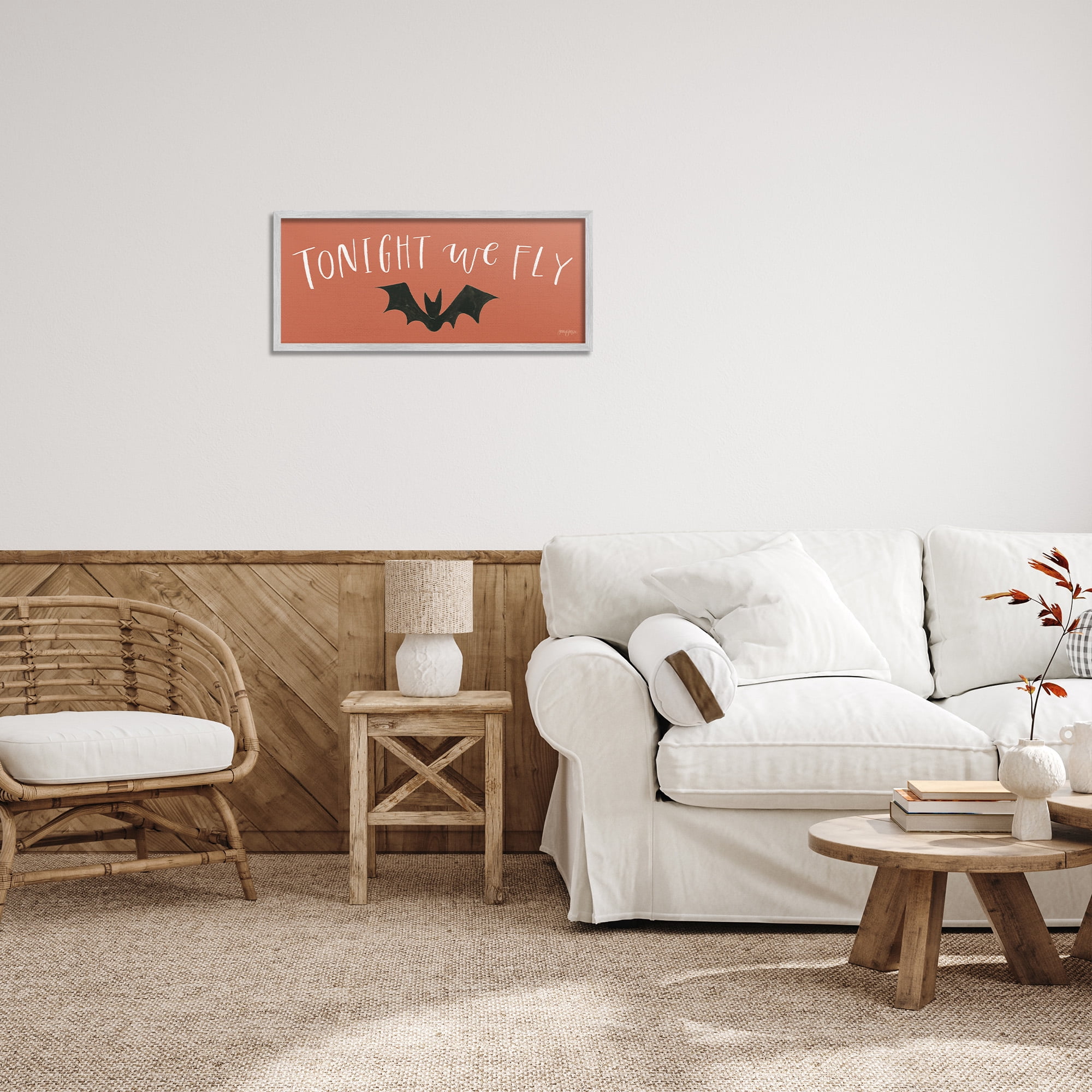 Stupell Industries Tonight We Fly Halloween Holiday Painting Gray Framed Art Print Wall Art, 24 x 10