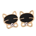 thumbnail image 1 of Uinagy Boucles d'Oreilles Chat Souriant Noir Mignon, 1 of 9