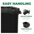 thumbnail image 5 of Outdoor Garbage Can with Lid - 32 Gallon Trash Can for Backyard, Deck, Garage - Dual Wheels, Extra Heavy-Duty, Durable Handle - Versatile Home & Storage Container - Black, 2-Pack, 5 of 7