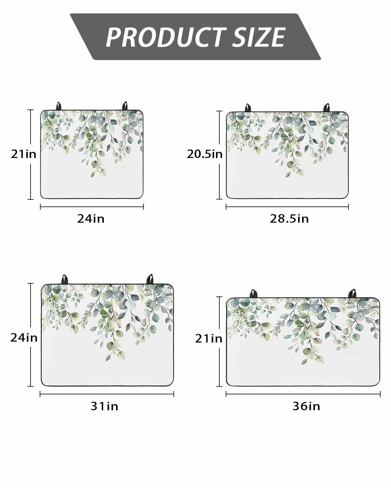 Stove Top Covers for Electric Stove, Green Eucalyptus Leaves Glass Stovetop Cover Protector, Summer Watercolor Botanical Induction Cooktop Protector Oven Mat for Kitchen Countertop 24"x21"