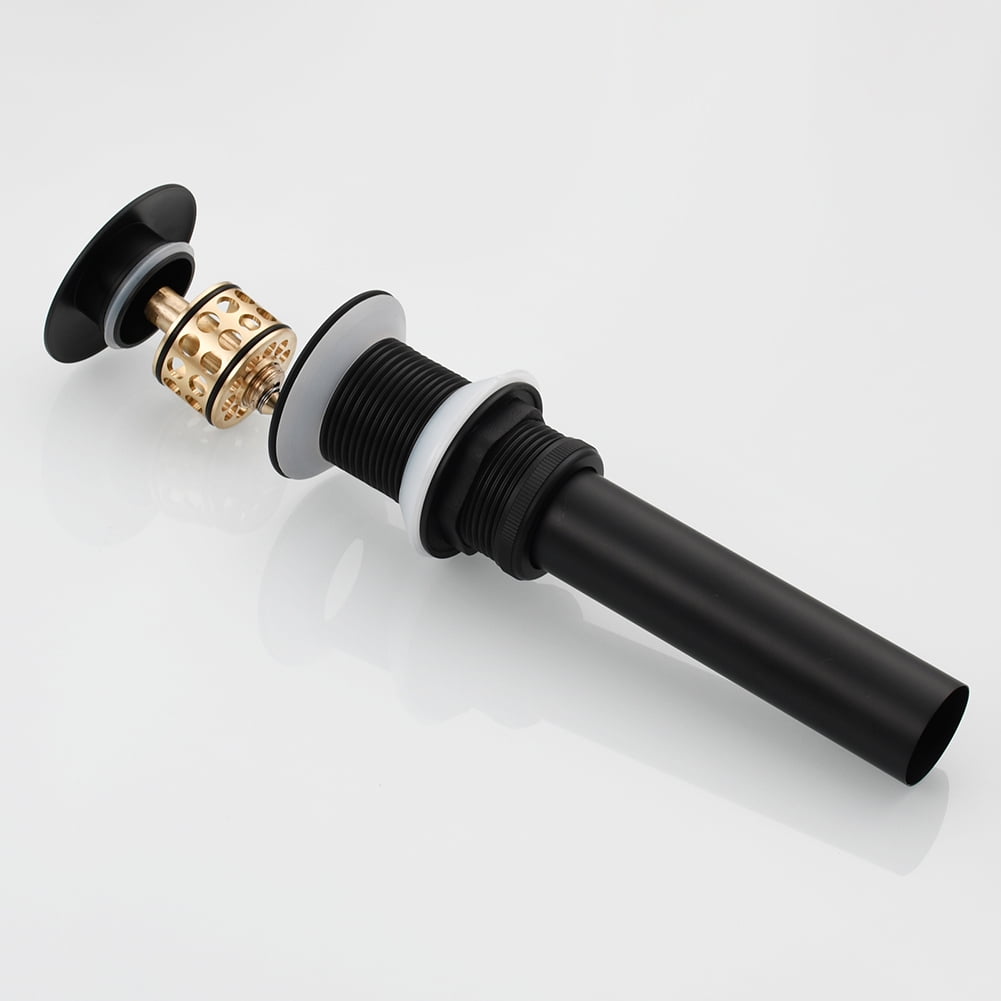 Kepooman Stainless Steel Bathroom Sink Stopper Anti Clogging Bathtub Drain Stopper with Removable Strainer Basket & without Overflow, Black Kepooman Stainless Steel Bathroom Sink Stopper Anti Clogging Bathtub Drain Stopper with Removable Strainer Basket & without Overflow, Black