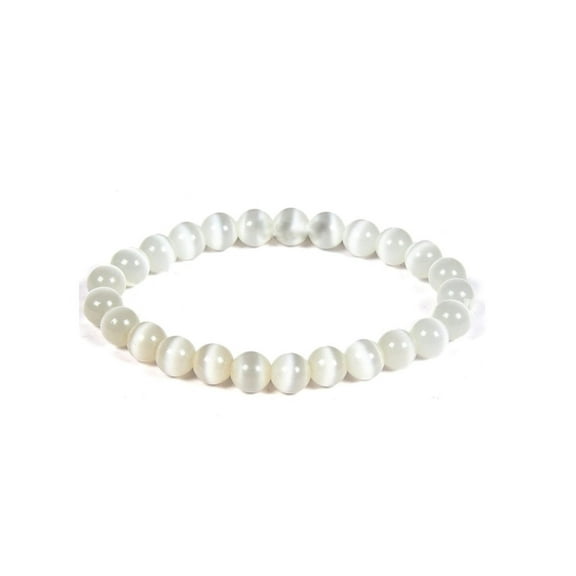 Jet Selenite Beads Bracelet, White, 1 Pack