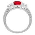 thumbnail image 2 of 3.61 ct Emerald Cut Simulated Ruby 3 Stone 18K White Gold Womens Engagement Ring, 2 of 3