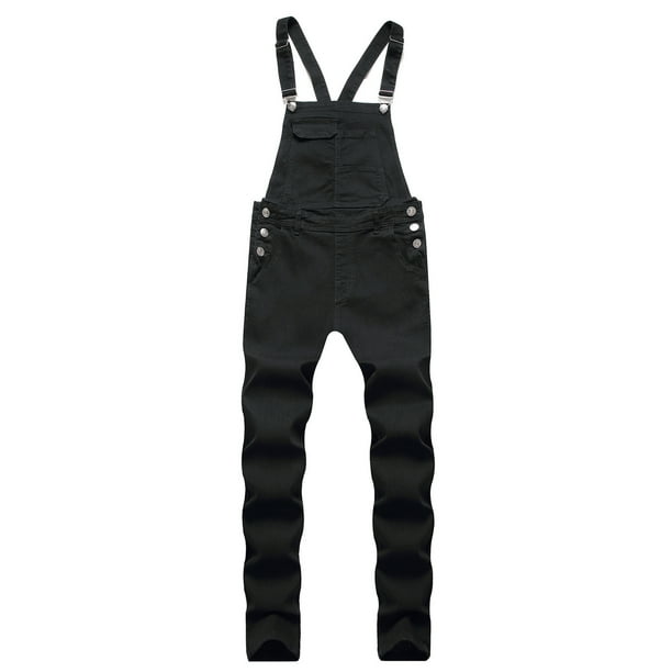 Pantalones de mezclilla ajustados con tirantes de moda para hombre Pompotops qyievc760