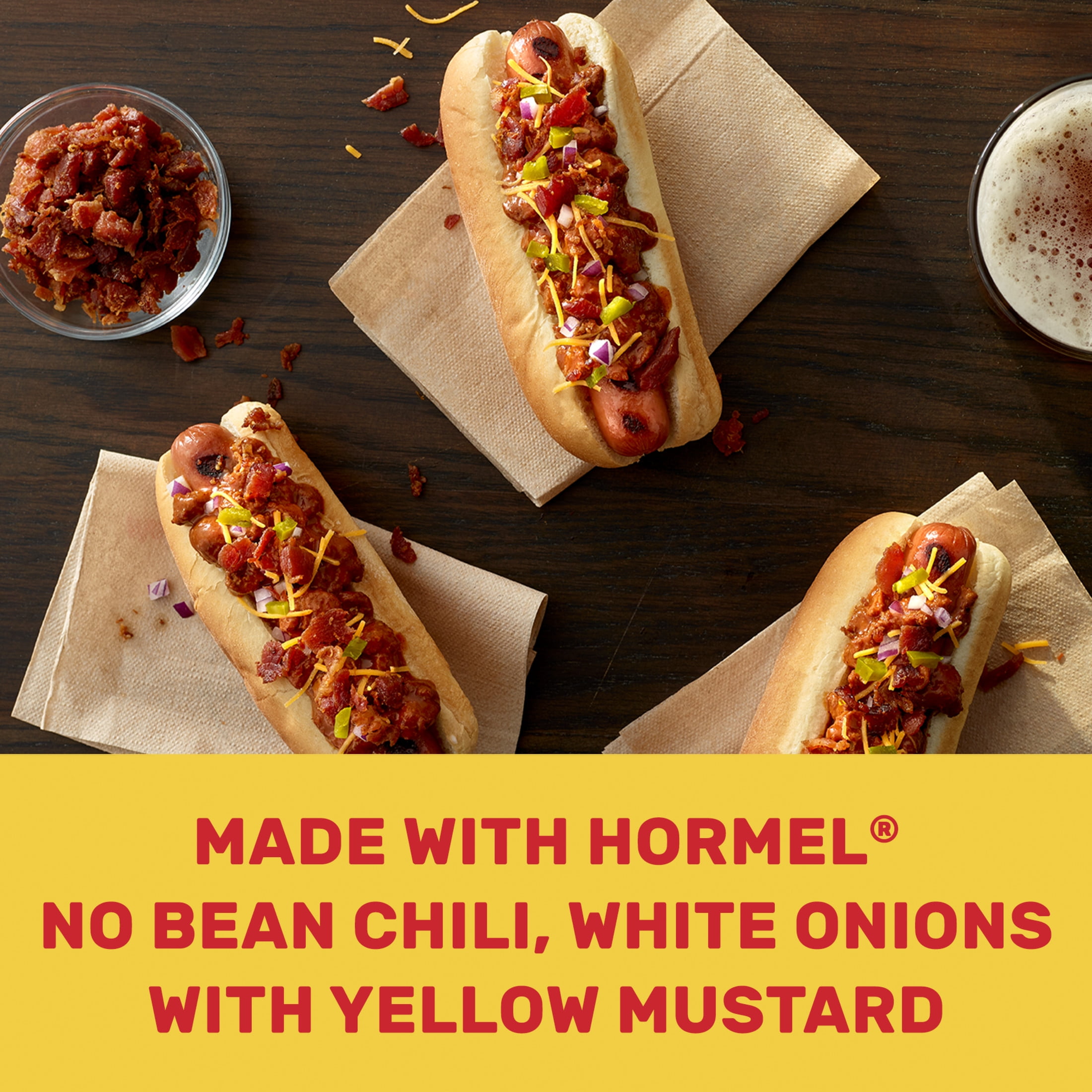 (12 pack) HORMEL Chili No Bean with American Cheese Canned Chili, No Artificial Ingredients, Shelf-Stable, Steel Can 15 oz