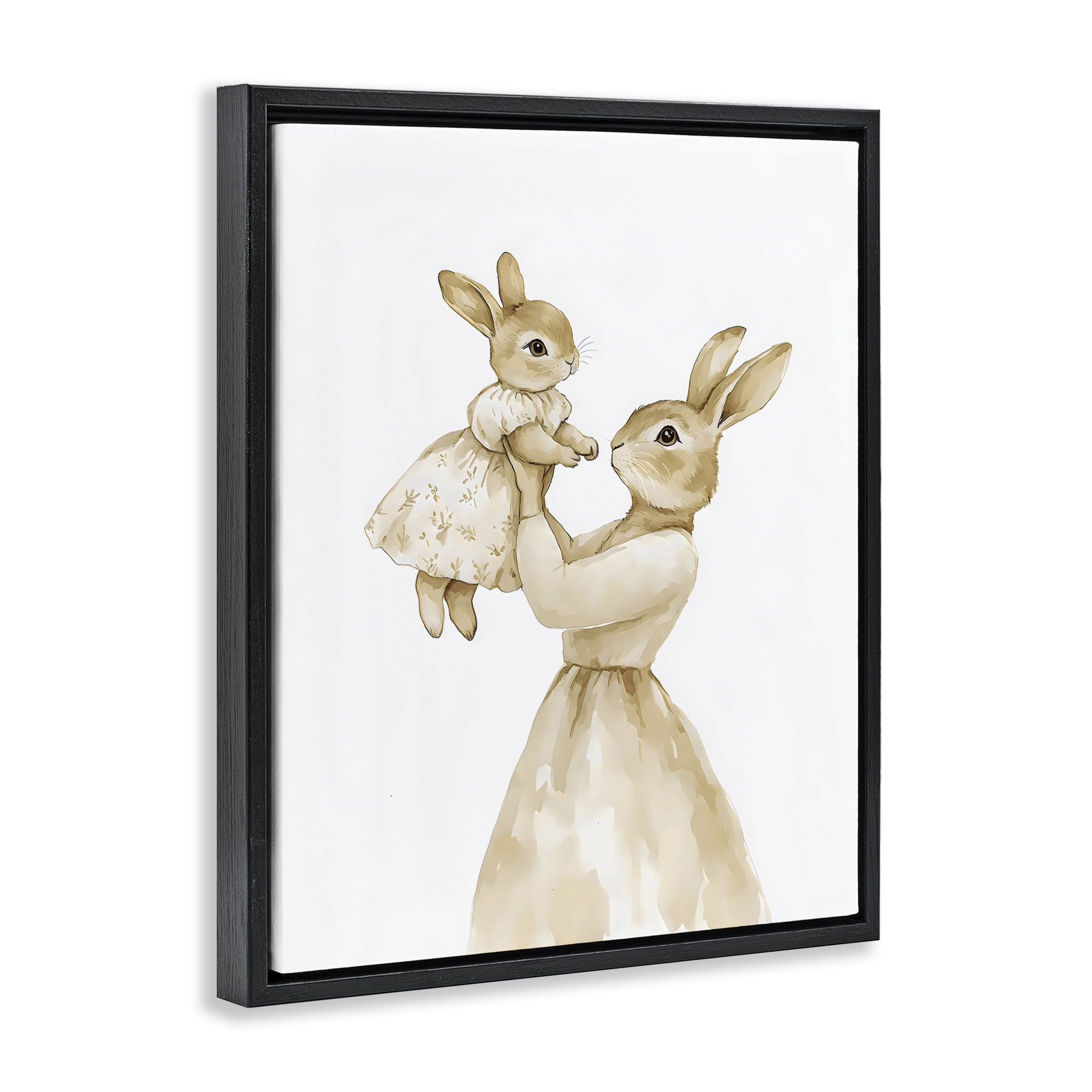 Stupell Industries Tender Mama Rabbit Black Framed Floater Canvas Wall Art, design by Arlington Prints