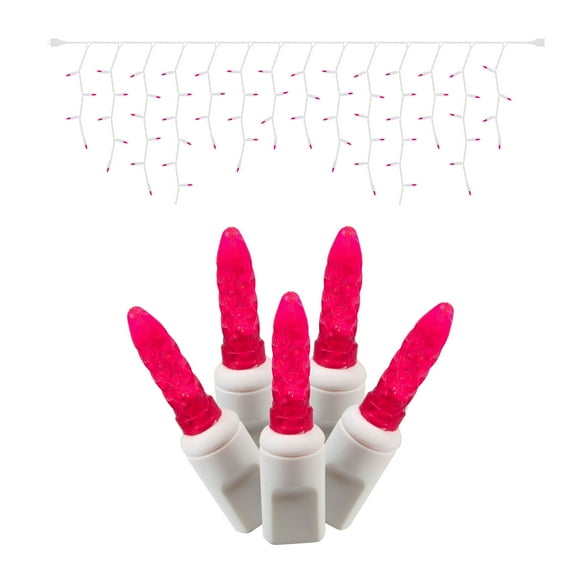 Vickerman 70 Magenta M5 LED Icicle Light on White Wire, 9' Christmas Single Mold Light Strand