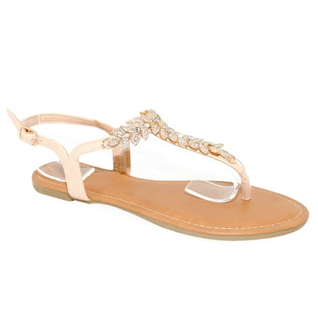

TRENDSup Collection Womens T-Strap Buckle Flats Sandals (7 Blush)