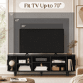thumbnail image 5 of Doyolan Mid-Century Modern 55" TV Stand for 70" TV, Wood Entertainment Center with Storage and Shelves, 2 Sliding Tambour Doors, Black, 5 of 6