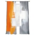 thumbnail image 2 of Abstract Color Stitching Sheer Curtains 108 Inches Long 2 Panels Retro Orange Gary Graffiti Art Light Filtering Semi Sheer Window Curtains Drapes for Bedroom Living Room 52"x108", 2 of 7