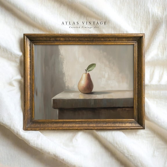Vintage Pear Fruit Still Life Rustic Fall Kitchen Wall Art Print, Expressive Kitchen And Dining Theme For Dining Room And Kitchen Decor