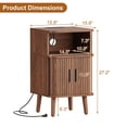 thumbnail image 3 of Mid Century Modern Bedside Table,Wood Nightstand with Power Outlet,Fluted Night Stand with Sliding Doors,Curved Round Edge Side Table with Storage Cabinet for Bedroom,Living Room(1PC), 3 of 8