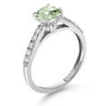 thumbnail image 3 of Gem Stone King 10K White Gold Green Prasiolite and White Lab Grown Diamond Engagement Ring for Women (2.25 Cttw, Cushion 8MM, Gemstone Birthstone, Size 9), 3 of 4