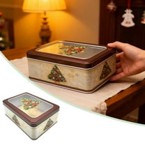 BinKFF Christmas Cookie Tins with Lids Square Candy Tin Set Metal Candy Boxes Containers for Xmas Gift Holiday Party Small Christmas Cookie Jar, Christmas Decoration Gifts