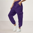 thumbnail image 4 of Zylanna Women's Sweatpants with Pockets, Elastic Waist Soft & Warm Baggy Solid Color Casual Jogger Pants for Women Purple, 4 of 7