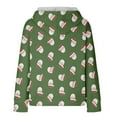 thumbnail image 4 of TFEOQRY Christmas Sweatshirts for Women Christmas Printed Drawstring Pullover Hoodie with Pockets Long Sleeved Hooded Sweatshirts Top Green, 4 of 5