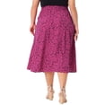 thumbnail image 3 of Agnes Orinda Women's Plus Size Skirts Pleated High Waist Midi Floral Print Skirt with Pockets 3X Hot Pink, 3 of 6