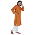 thumbnail image 4 of Atasi Designer Solid Kurta For Menâ€™s Mandarin Collar Cotton Ethnic Long Wear, 4 of 7