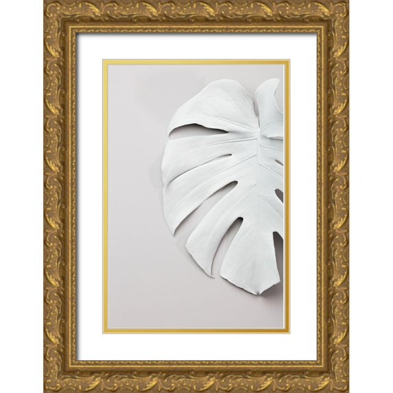Artographie Studio 11x14 Gold Ornate Wood Framed with Double Matting Museum Art Print Titled - Monstera White 01