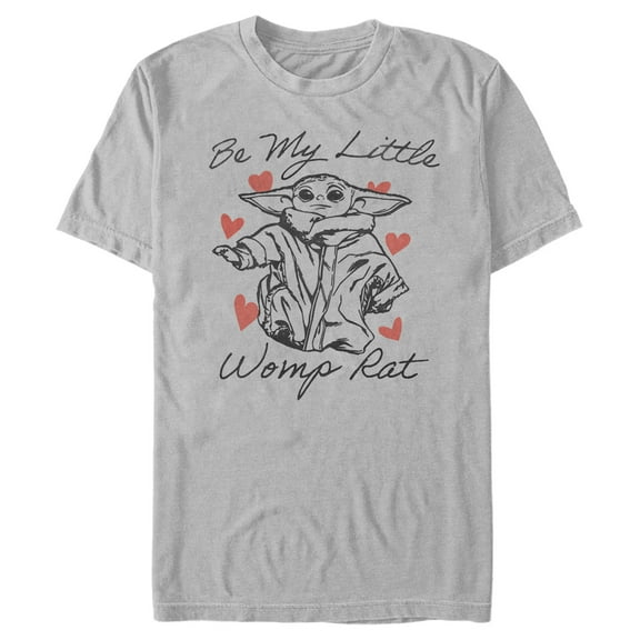 Men's Star Wars: The Mandalorian Valentine's Day The Child Be My Womp Rat Graphic Tee Silver X Large
