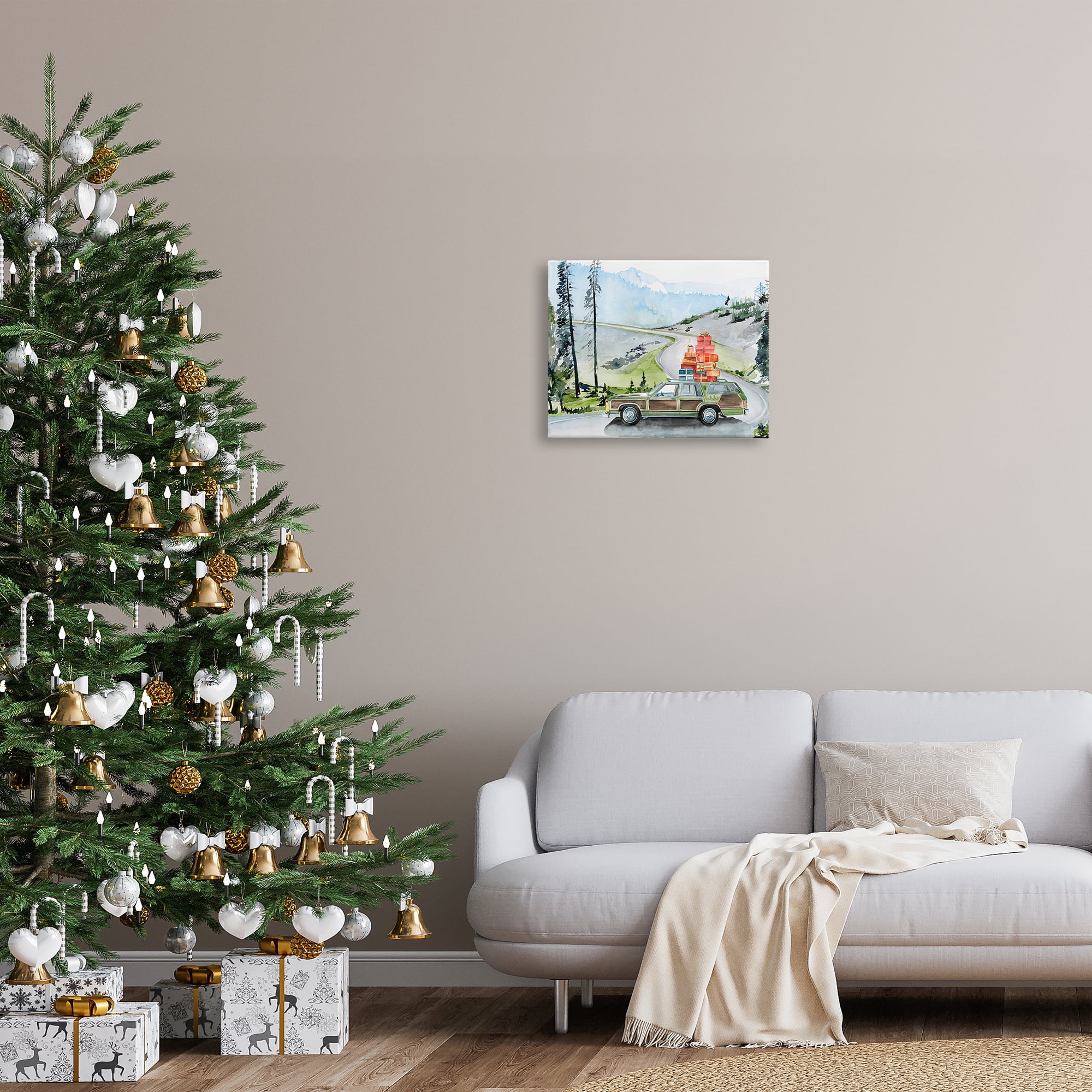 Stupell Industries Retro Station Wagon Rustic Christmas Travel Wrapped Presents Graphic Art Gallery-Wrapped Canvas Print Wall Art, 20x16, by Jennifer Paxton Parker&nbsp;