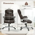 thumbnail image 3 of Costway Ergonomic Office Chair PU Leather Executive Swivel with Flip-up Armrests Brown, 3 of 9