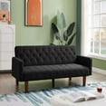 thumbnail image 2 of imerelez Convertible Double Folding Living Room Sofa Bed (Eucalyptus wood frame)Black, Linen,, 2 of 8