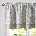 thumbnail image 4 of Curtainking Double Layer Kitchen Valance 50x18 inch Farmhouse Floral Botanic Valance for Kitchen Living Room Rod Pocket 1 Panel Blue on Beige, 4 of 7