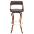 thumbnail image 3 of JERFIT 360 Swivel Bar Stool with Padded Seat, Gray Faux Leather and Wood Finish for Kitchen Island, Counter Height Stool, 3 of 9
