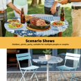 thumbnail image 6 of Elastic Fitted Round Tablecloth, Blue Floral Waterproof Stretch Table Cover for 55"-60" Tables, Spring Flowers Plants Patchwork Grid Bohemia Washable Outdoor Tablecloths for Patio, Picnic, Camping, 6 of 9