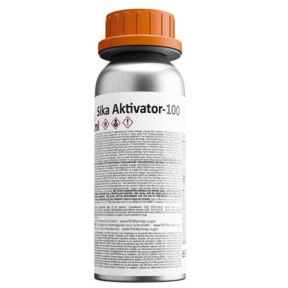 Activator Sika Aktivator-100, botella transparente de 250 ml