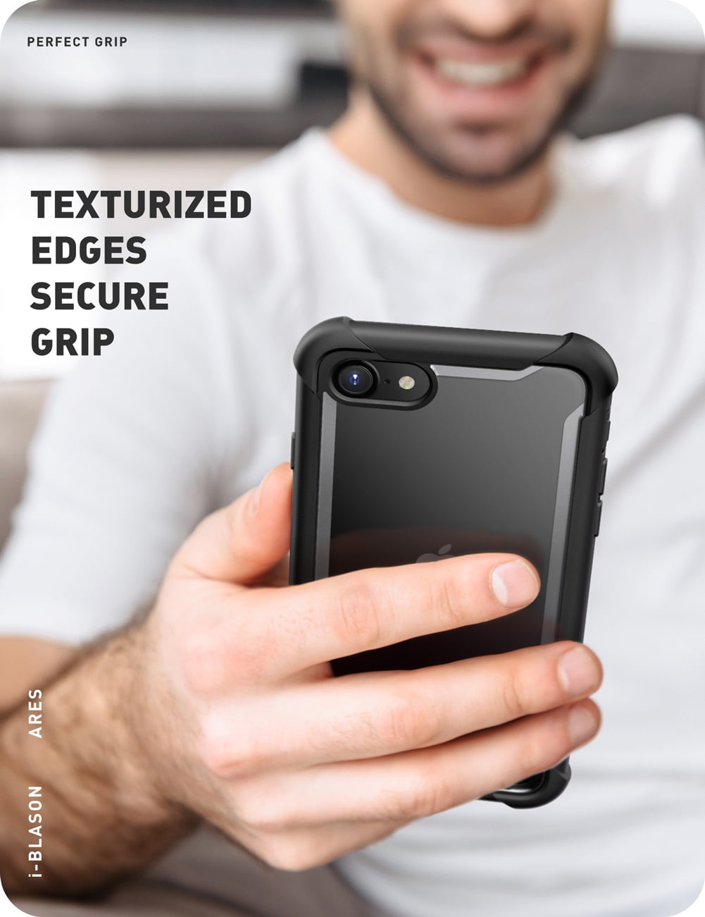 i-Blason Ares Designed for iPhone SE (2022/2020) Case/iPhone 7 Case/iPhone 8 Case, [Built-in Screen Protector] Full-Body Rugged Clear Bumper Case for iPhone SE (2022/2020)/ iPhone 8/ iPhone 7 (Black)