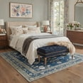 thumbnail image 2 of DEORAB 2x7 Area Rugs for Hallway Runner Machine Washable Non Slip Low Pile Vintage Floral Print Rug for Laundry Room Bedroom Bathroom Entryway Dusty Navy Blue, 2 of 4