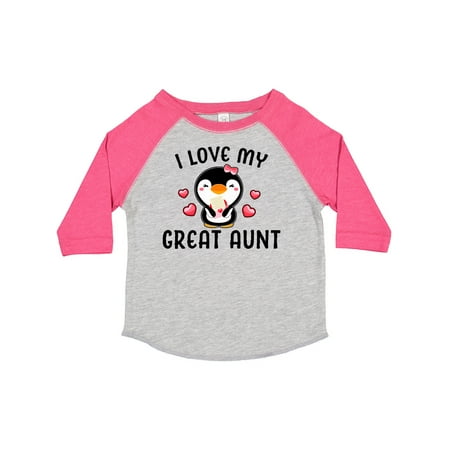 

Inktastic I Love My Great Aunt with Cute Penguin and Hearts Gift Toddler Toddler Girl T-Shirt