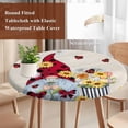 thumbnail image 4 of Beige Gnomes Daisy Round Tablecloth, Fitted Table Cover with Elastic for 36"-44" Round Tables, Pastoral Country Garden Floral Table Cloth Outdoor Indoor Dinning Party Waterproof Tablecloths, 4 of 7