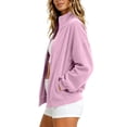 thumbnail image 4 of Xdegoge Womens Velour Track Jackets Long Sleeve Full Zip Up Stand Collar Coats with Pockets Casual Fall Winter Athletic Outerwear, 4 of 8