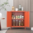 thumbnail image 2 of LNGZOE 2 Door Metal Locker Storage Cabinet with 1 Adjustable Shelves-Steel Locker cabinetfor Bedroom, Bedside, Office Room,2-Tier (Small Metal Door, Orange), 2 of 11