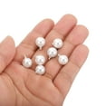 thumbnail image 4 of Uxcell 10mm Faux Pearl Pendants Drops, 100 Pack Round Imitation Pearl Beads for Jewelry Making Style 2, White Silver, 4 of 6