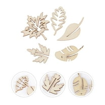 OUNONA 50pcs Wooden Slices in Various Leaves Shapes for Craft Ornament Decoration Hollow Out DIY Accessories Without Hole Assorted Pattern