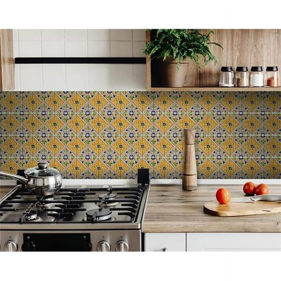 5 x 5 in. Yellow & Blue Provence Peel & Stick Tiles Removable Tiles