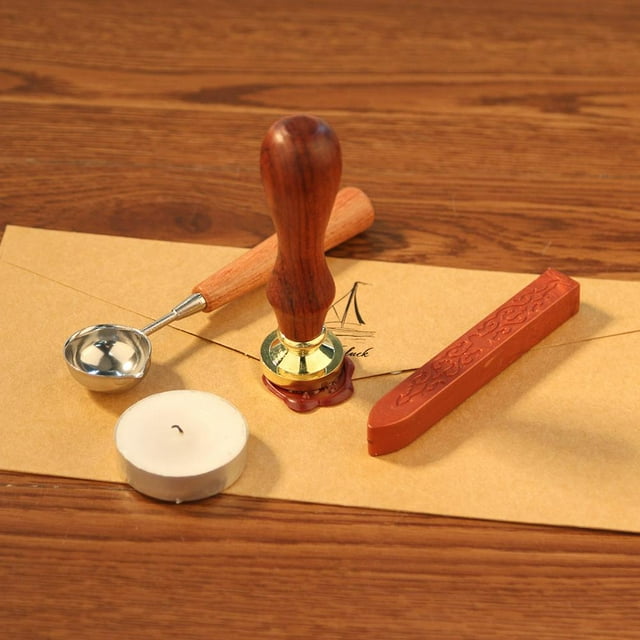 Sello de cera de lacre Planta Retro Mango de madera Sellos de metal Artesanía de bricolaje (C012) Hugtrwg Para estrenar