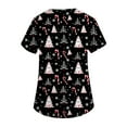 thumbnail image 4 of Garbnen Womens Scrub Top Christmas Womens Scrub Tops Print Short Sleeve V Neck Xmas Elk Print Nurse Working Uniforms with Pockets, 4 of 6