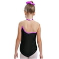 thumbnail image 4 of Doomiva Kids Girls 2Pcs Dance Leotard Outfits Dancewear Sleeveless Patchwork Dance Unitards and Metallic Pants Set Purple&Black 16, 4 of 6